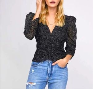 ASTR the Label FLORENCE VELVET PUFF SLEEVE TOP XS
